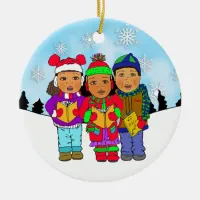 Cute Christmas Carolers Personalized Holiday Ceramic Ornament