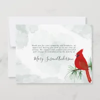 Cardinal Funeral Memorial Sympathy Thank You Card