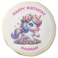 Cute Magical Unicorn Personalized Girl's Birthday Sugar Cookie