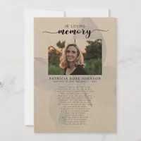 Celebration of Life Funeral Poem Card