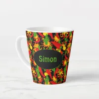 Chilli Peppers, Cacti and Flames Fun Cartoon Latte Mug