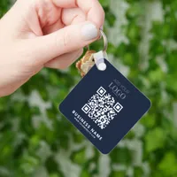 Business Logo Qr Code Code Promotional Navy Blue Keychain