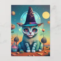 Funky Witch Cat Postcard