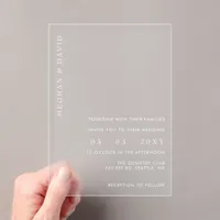 Simple Elegant Minimal Modern Wedding  Acrylic Invitations