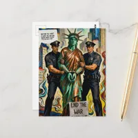 protesting lady liberty arrested by police  postcard