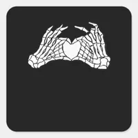 Skeleton Heart Hands - Light Square Sticker