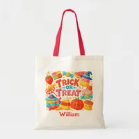 Personalized Happy Halloween Trick of Treat Candy Tote Bag
