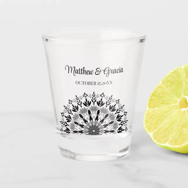 Elegant Black and White Shot Glass