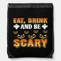 Eat Drink And Be Scary Funny Halloween Essential Drawstring Bag