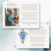 Golden Cross and Flowers Memorial Keepsake Card
