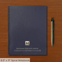 Professional Navy Blue Gold Monogram Notebook