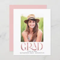 Budget Pink Foil Graduation Party Announcement