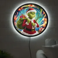 The Grinch preparing for a holiday heist LED Sign