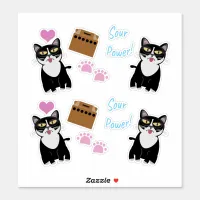 Sourpuss Sour Power Tuxedo Cat Cartoon Set Sticker