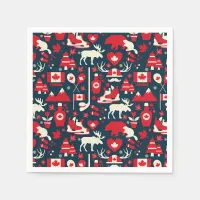 Canada Canadian Christmas Winter Moose Pattern Napkins