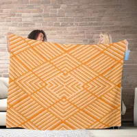 Modern striped pattern in shades of orange fleece blanket