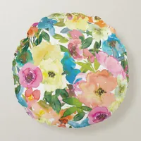 Watercolor Pretty Floral Round Pillow