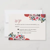 Mexican Floral Colorful Botanical Flowers Wedding RSVP Card