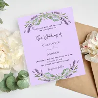 Lavender violet greenery budget wedding invitation