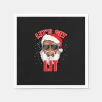 Let's Get Lit Drinking Santa Hat Christmas Lights  Napkins