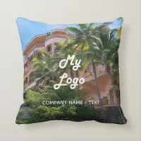 Business logo photo hotel rental property vacation throw pillow