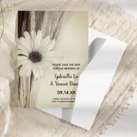 Dried Wheat and Daisy Farm Wedding Save the Date