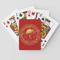 Chinese Zodiac Rat Red/Gold ID542 Poker Cards