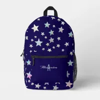 Stylish Cool Stars Pattern Navy Blue Monogrammed Duffle Bag