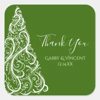 Green Christmas Tree Winter Thank You Favor Tags