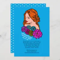 International Women's Day Auburn Hair Lady Party Invitation