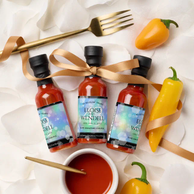 Elegant 43rd Opal Wedding Anniversary Celebration Hot Sauces