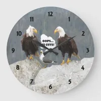 Funny Eagles and Seagull Large Clock