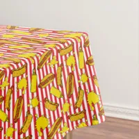 Striped Baseball Ballpark Hot Dogs Mustard Pattern Tablecloth