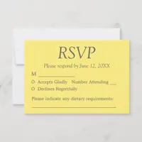 Yellow Gray Elegant Wedding RSVP Card