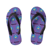 Cute Blue Cartoon Monster Funny Fun for Kids Kid's Flip Flops