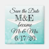 Save the Date Teal Starfish Wedding Magnet
