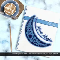 Moon Magic Stars Hearts Celestial Love Name Notebook