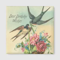 Vintage Birthday Barn Swallows Magnet