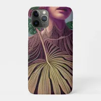 Woman in Monstera Deliciosa Leaves iPhone 11 Pro Case