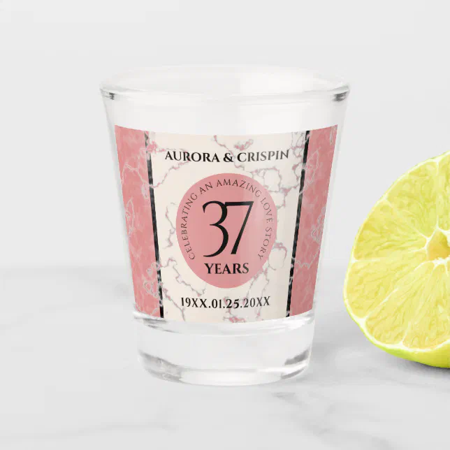 Elegant 37th Alabaster Wedding Anniversary Shot Glass