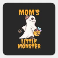 Moms Little Boo Monster Funny Graphic Square Sticker