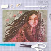 Whimsical Raven Girl Follow Your Dream Mixed Media Tissue Paper
