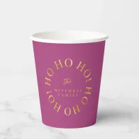 Magenta Gold Christmas Ho Ho Ho ID1009 Paper Cups