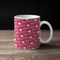 Magenta Repeating Name Monogram Heart Coffee Mug