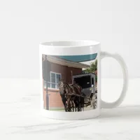 Stopped for a Spell, An Amiish Horse at stop sign Coffee Mug