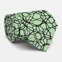 Green Playful Quirky Geometric Linnear Monogram Neck Tie