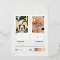 Tropical Peach Flowers Wedding  Foil Invitation