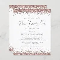 Budget Rose Gold Glitter New Years Eve Party Invit