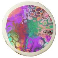 Red, Green, Purple Colorful Digital Fluid Art   Sugar Cookie