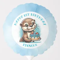 Otter Themed Boy's First Birthday Personalized Balloon